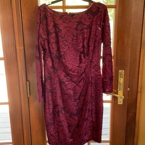 Ralph Lauren size 12 long sleeve maroon dress